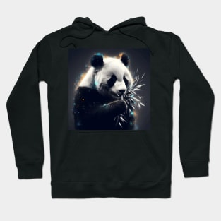 Monochromatic Panda Bear Eating Bamboo Within Rainbow Colors Hoodie